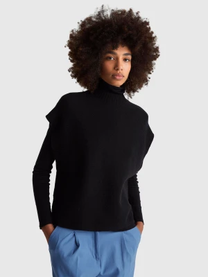 Benetton, Turtleneck Vest In Wool Blend, Size: XS, Black, Women United Colors of Benetton