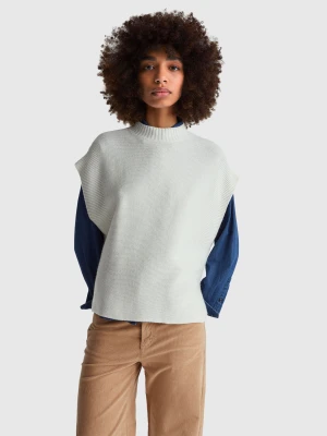 Benetton, Turtleneck Vest In Wool Blend, Size: XS, Creamy White, Women United Colors of Benetton