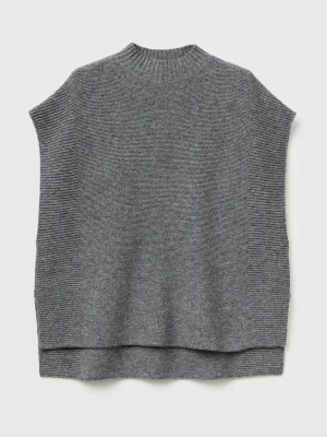 Benetton, Turtleneck Vest In Wool Blend, Size: XS, Dark Gray, Women United Colors of Benetton
