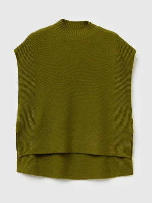 Benetton, Turtleneck Vest In Wool Blend, Size: S, Military Green, Women United Colors of Benetton