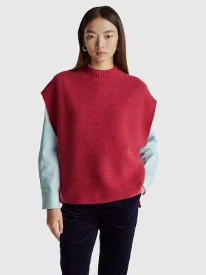 Benetton, Turtleneck Vest In Wool Blend, Size: XS, Strawberry, Women United Colors of Benetton