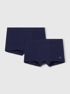 Benetton, Two Boxers In Stretch Cotton, Size: XXS, Dark Blue, Kids United Colors of Benetton