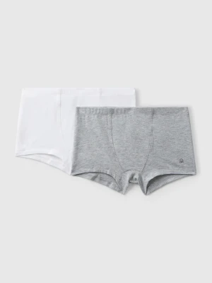 Benetton, Two Boxers In Stretch Cotton, Size: XXS, Light Gray, Kids United Colors of Benetton