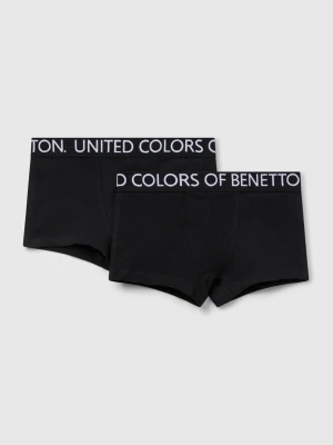 Benetton, Two Boxers With Logoed Elastic, size XL, Black, Kids United Colors of Benetton