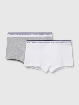 Benetton, Two Boxers With Logoed Elastic, Size: XXS, Light Gray, Kids United Colors of Benetton
