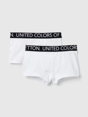 Benetton, Two Boxers With Logoed Elastic, size XXS, White, Kids United Colors of Benetton