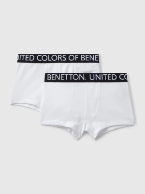 Benetton, Two Boxers With Logoed Elastic, size XXS, White, Kids United Colors of Benetton