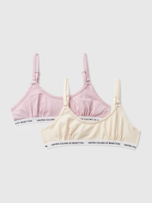 Benetton, Two Bras In Stretch Cotton, Size: XL, Creamy White, Kids United Colors of Benetton