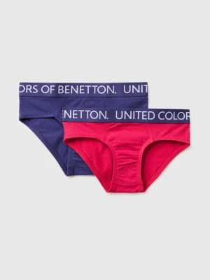 Benetton, Two Briefs With Logo Elastic, Size: XXS, Dark Blue, Kids United Colors of Benetton