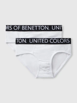 Benetton, Two Briefs With Logo Elastic, Size: XXS, White, Kids United Colors of Benetton