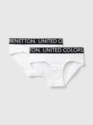 Benetton, Two Briefs With Logoed Elastic, size XXS, White, Kids United Colors of Benetton