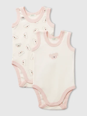 Benetton, Two Cami Bodysuits With Print, size 90, Creamy White, Kids United Colors of Benetton