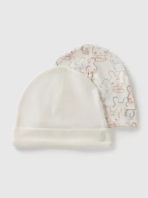 Benetton, Two Hats In Cotton, Creamy White, Kids United Colors of Benetton