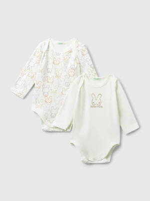 Benetton, Two Long Sleeve Bodysuits, Creamy White, Kids United Colors of Benetton