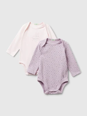 Benetton, Two Long Sleeve Bodysuits, Pink, Kids United Colors of Benetton