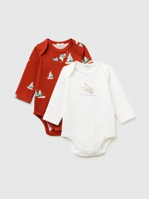 Benetton, Two Long Sleeve Ribbed Knit Onesies, Multi-color, Kids United Colors of Benetton