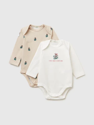 Benetton, Two Long Sleeve Ribbed Knit Onesies, Multi-color, Kids United Colors of Benetton