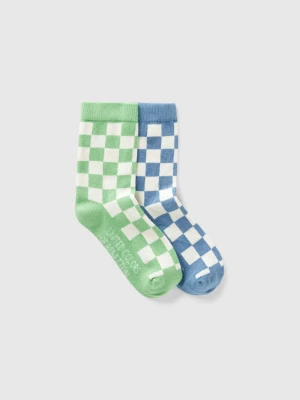 Benetton, Two Pairs Of Checkered Socks, size 30-34, Multi-color, Kids United Colors of Benetton