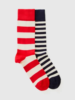 Benetton, Two Pairs Of Striped Socks, size 36-41, Multi-color, Women United Colors of Benetton