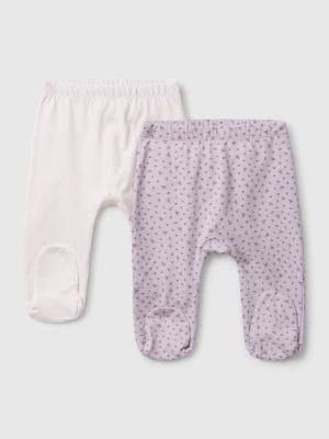 Benetton, Two Pairs Of Trousers In Cotton, Violet, Kids United Colors of Benetton