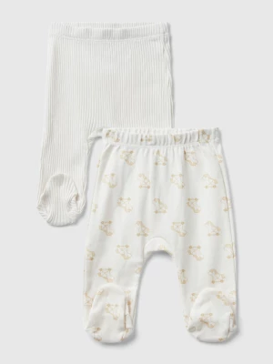 Benetton, Two Pairs Of Trousers In Organic Cotton, size 74, Creamy White, Kids United Colors of Benetton