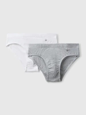 Benetton, Two Pairs Of Underwear In Stretch Cotton, Size: XXS, Light Gray, Kids United Colors of Benetton