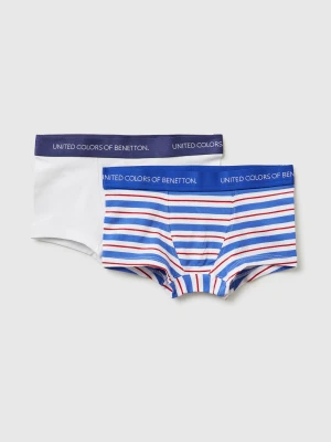 Benetton, Two Stretch Cotton Boxers, Size: XXS, White, Kids United Colors of Benetton