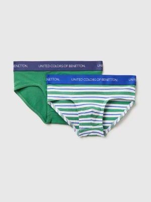 Benetton, Two Stretch Cotton Briefs, Size: XXS, Green, Kids United Colors of Benetton