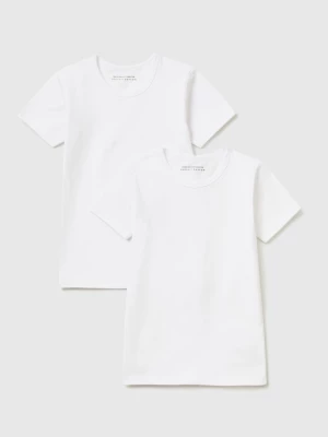 Benetton, Two Stretch Organic Cotton T-shirts, size L, White, Kids United Colors of Benetton