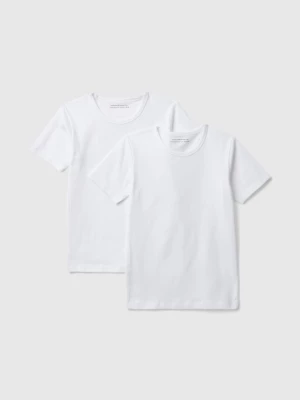 Benetton, Two Stretch Organic Cotton T-shirts, size XL, White, Kids United Colors of Benetton