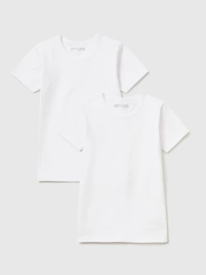 Benetton, Two Stretch Organic Cotton T-shirts, size XXS, White, Kids United Colors of Benetton