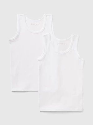 Benetton, Two Stretch Organic Cotton Tank Tops, size 2XL, White, Kids United Colors of Benetton