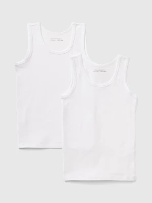 Benetton, Two Stretch Organic Cotton Tank Tops, size 2XL, White, Kids United Colors of Benetton