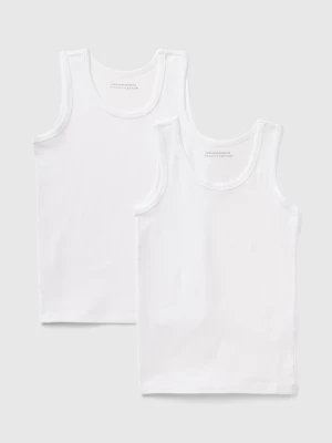 Benetton, Two Stretch Organic Cotton Tank Tops, size S, White, Kids United Colors of Benetton