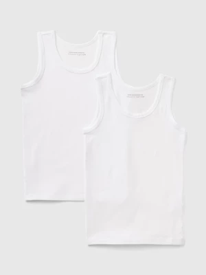 Benetton, Two Stretch Organic Cotton Tank Tops, size XL, White, Kids United Colors of Benetton