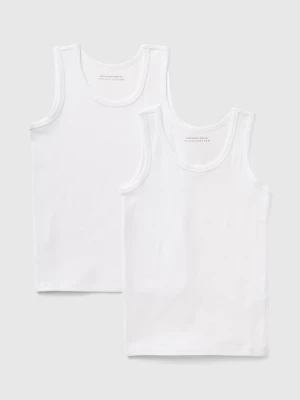 Benetton, Two Stretch Organic Cotton Tank Tops, size XL, White, Kids United Colors of Benetton