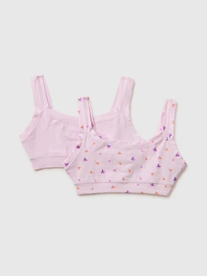 Benetton, Two Super Stretch Organic Cotton Bras, Size: L-XL, Soft Pink, Kids United Colors of Benetton