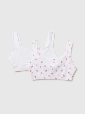 Benetton, Two Super Stretch Organic Cotton Bras, Size: L-XL, White, Kids United Colors of Benetton