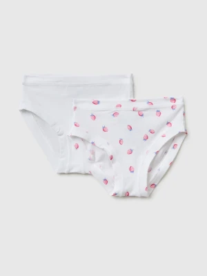 Benetton, Two Super Stretch Organic Cotton Briefs, Size: XXS-XS, White, Kids United Colors of Benetton