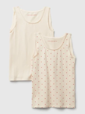 Benetton, Two Tank Tops In Stretch Cotton, size XXS, Soft Pink, Kids United Colors of Benetton