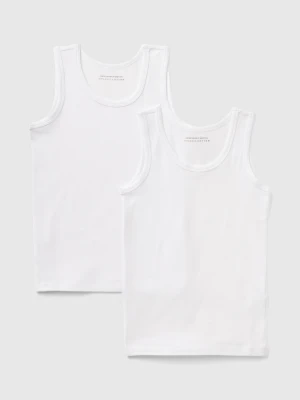 Benetton, Two Tank Tops In Stretch Cotton, size XXS, White, Kids United Colors of Benetton