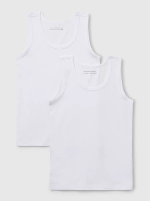 Benetton, Two Tank Tops In Stretch Organic Cotton, Size: XXS, White, Kids United Colors of Benetton