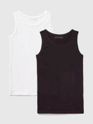 Benetton, Two Tank Tops In Super Stretch Cotton, size XXS-XS, Black, Kids United Colors of Benetton