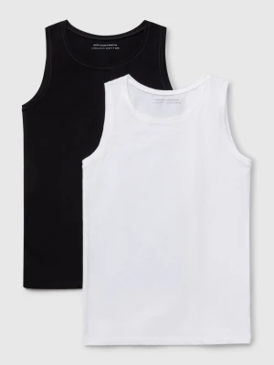 Benetton, Two Tank Tops In Super Stretch Cotton, size XXS-XS, Black, Kids United Colors of Benetton