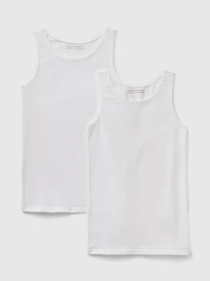 Benetton, Two Tank Tops In Super Stretch Cotton, size XXS-XS, White, Kids United Colors of Benetton