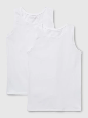 Benetton, Two Tank Tops In Super Stretch Cotton, size XXS-XS, White, Kids United Colors of Benetton