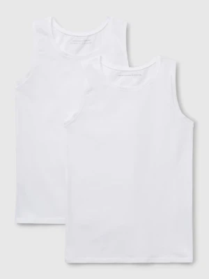 Benetton, Two Tank Tops In Super Stretch Cotton, Size: XXS-XS, White, Kids United Colors of Benetton