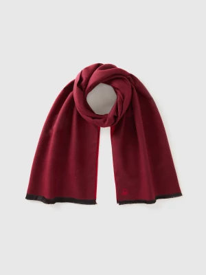 Benetton, Two-tone Scarf With Fringe, size OS, Burgundy, Women United Colors of Benetton