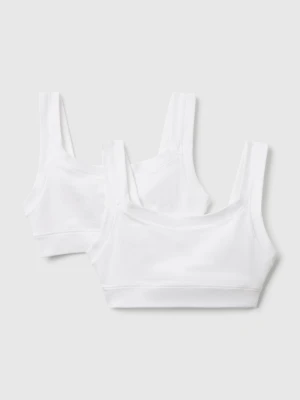 Benetton, Two Tops In Super Stretch Cotton, Size: L-XL, White, Kids United Colors of Benetton