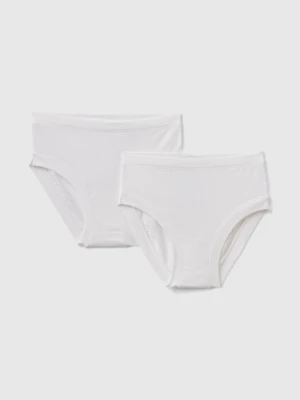 Benetton, Two Underwear In Stretch  Organic Cotton, size L-XL, White, Kids United Colors of Benetton